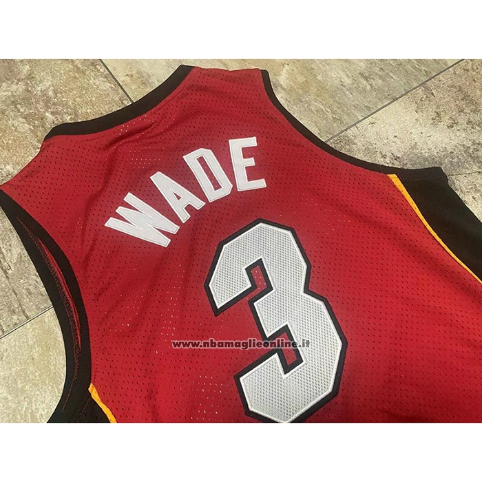 Maglia Miami Heat Dwyane Wade #3 Mitchell & Ness 2005-06 Autentico Rosso